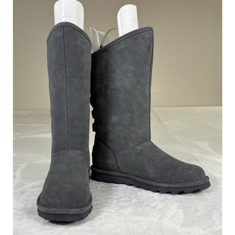 Bearpaw Winter Boots Women's US 10 Grey Suede Back Lace Wool Lined Phylly Chrty
